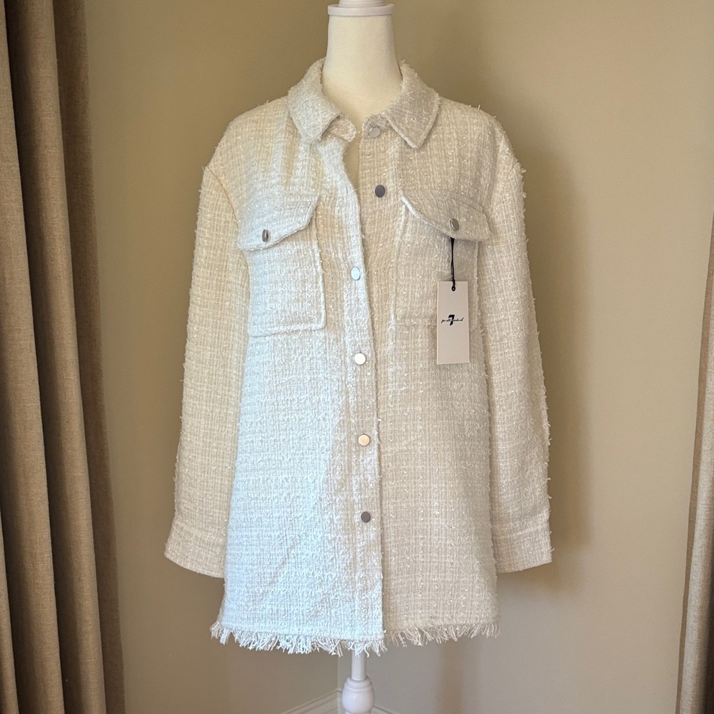 7 For All Mankind Cream Textured Blazer